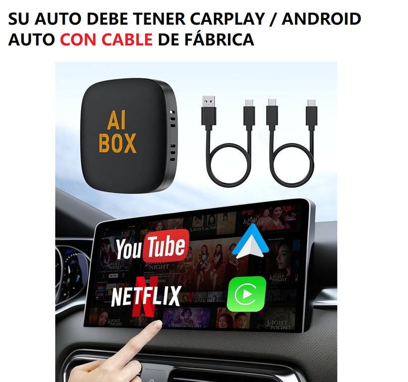 Convertidor Android Auto y Carplay A Inalambrico C youtube y Netflix