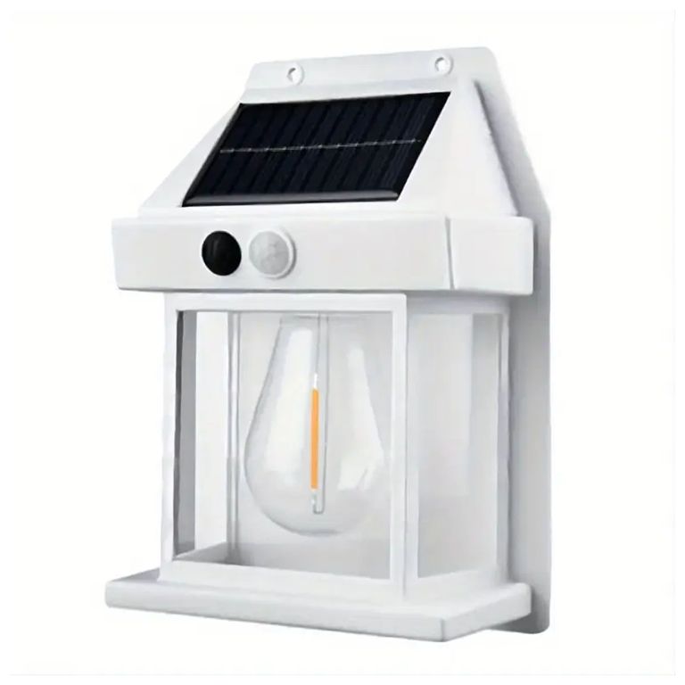 FOCO LAMPARA SOLAR LED PARA EXTERIORES CON SENSOR BLANCO