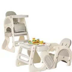 GENERICO - Silla de comer escritorio para bebes y niños blanco con gris