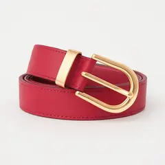 GENERICO - CORREA ROJA CARMESÍ CON HEBILLA DORADA