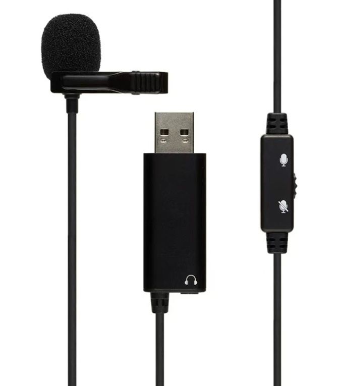 Micrófono USB de Solapa - Para Computadoras y Latops - Con Mute