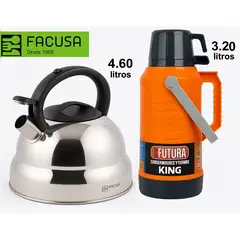 FACUSA - Combo GIGANTE Tetera 4.60 litros + Termo 3.20 litros Futura