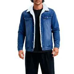GENERICO - Casaca Jeans Premium con Forro Interior de Peluche Completo Abrigo Total
