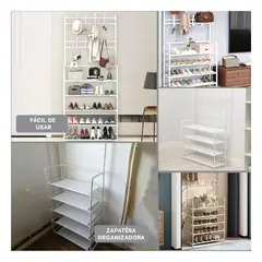 GENERICO - Pack4 Zapatera Modelo Curvo en Tono Blanco Y+Regalo Stickers