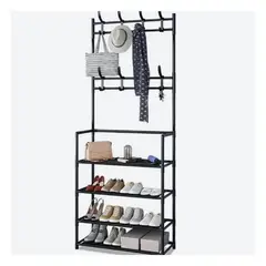 RYBIU IMPORT - Zapatera con Perchero Recto 5 N en Negro Y+Regalo Agendita