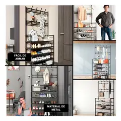 GENERICO - Pack4 Zapatera Moderna 5 N en Negro Y+Regalo Stickers