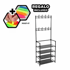 RYBIU IMPORT - Rack para Zapato con Ganchos 4 N Negro Y+Post-it Adhesivos
