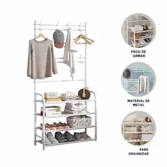 RYBIU IMPORT - Pack2 Zapatera de 4 Pisos en Blanco Y+Banderitas Adhesivas