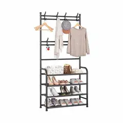 GENERICO - Rack para Zapato con Ganchos 4 N Negro Y+Post-it Adhesivos