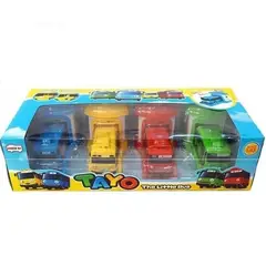 GENERICO - Tayo Pequeño Bus Con Lani Gani Rogi Set X 4 Carritos De 9 cm