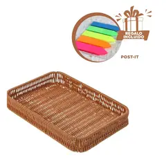 RYBIU IMPORT - Pack4 Cesta Rustica de 30x20x4cm Y+Banderitas Adhesivas