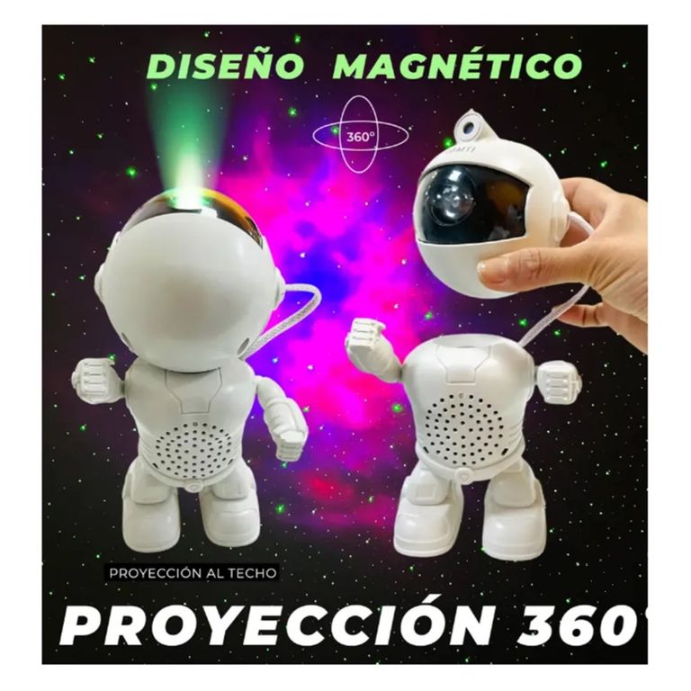 Parlante Musical Proyector Astronauta Bluetooth Luces Led RGB+Control