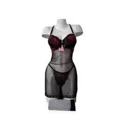 GENERICO - BABYDOLL DE ENCAJE LENCERÍA SEXY CON MEDIAS