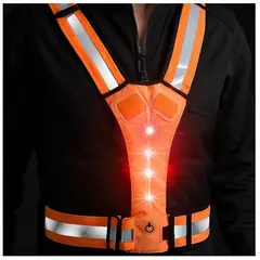 GENERICO - Chaleco Reflectivo Luces Led Seguridad Ciclista Moto+Bateria