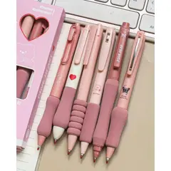 GENERICO - SET DE LAPICEROS ROSA X 6UND TINTA NEGRA