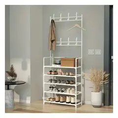 GENERICO - Pack3 Portazapatos Curvo con Perchas en Color Blanco