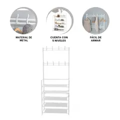 GENERICO - Pack4 Estante Diseño Curvo de Zapatos en Color Blanco