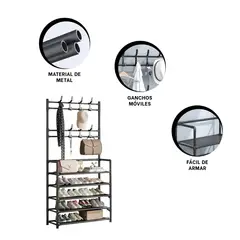 RYBIU IMPORT - Pack4 Rack con Percheros 5 N en Negro Y+Papel de Regalo