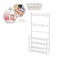 GENERICO - Pack5 Portazapatos Percheros 4 N en Blanco Y+Regalo Agendita