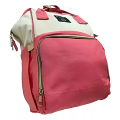 GENERICO - MOCHILA PAÑALERA PARA BEBES MULTIFUNCIONAL -CORAL CREMA
