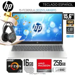 HP - Laptop Notebook 15-FC0012LA Ryzen AMD Ryzen™ 7-7730U 16GB RAM 512GB SSD 156 FHD + Audífono