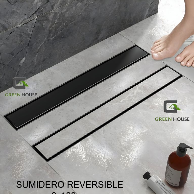 SUMIDERO REVERSIBLE ACERO SUS 304 DE 8X100CM NEGRO
