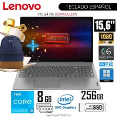 LENOVO - Laptop V15 G4 IRU Intel Core i3-1315U 8GB RAM 256GB SSD 15,6 pulg FHD + Mochila