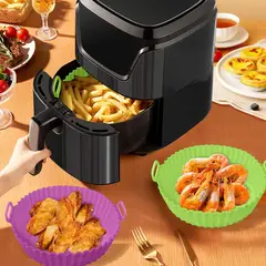 GENERICO - Bandeja redonda de silicona para freidora de aire sin aceite - Lila