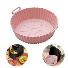 GENERICO - Bandeja redonda de silicona para freidora de aire sin aceite - Rosado