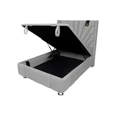 BH BARAKA HOME PREMIUM - Box Espacio Nube + Cabecera Emperatriz Lecco 1.5 Plz - Gris Claro