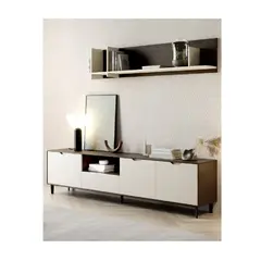 TU MESITA - Mesa TV Contemporánea Aquiles 65" MarrónBlanco 3 puertas