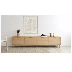 TU MESITA - Masa TV Nórdica Bullet color Natural 4 cajones 2 puertas