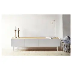 TU MESITA - Mesa de TV Clásica Brandon 65" color Blanco Duna 1 puerta 2 cajones