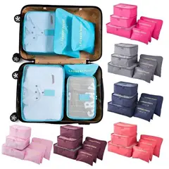 GENERICO - Set Organizadores de Maleta Bolsas Impermeable para Viaje 6PCS Navidad - Celeste
