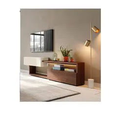 TU MESITA - Mesa TV Minimalista Rebecca 55" color BlancoMarrón 2 puertas