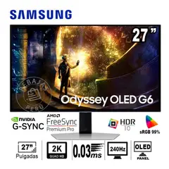 SAMSUNG - Odyssey OLED G6 27 QHD 240Hz 003ms HDR10+ FreeSyncG-Sync