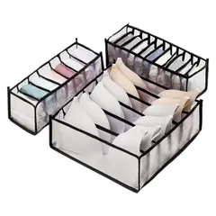 ELMEJORPRECIO - Set de 3 Organizadores De Ropa Interior Para Cajón Closet Negro