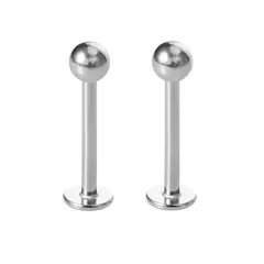 GENERICO - Set x 2 Piercings helix labret lóbulo tragus plateado 8mm