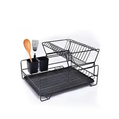 GENERICO - Pack4 Escurreplatos Ligero con Soporte Util 2 Pisos en Negro