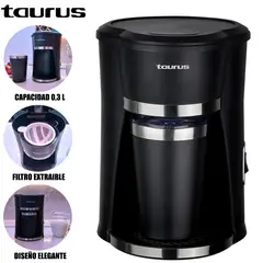 TAURUS - Cafetera Personal Coffee con Taza Térmica de Acero Inoxidable
