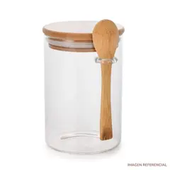INSPIRA MARKET - Frasco de almacenamiento con tapa y cucharita estilo Bambú