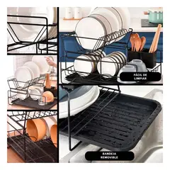 GENERICO - Pack4 Escurreplatos y Soporte 2N en Negro Y+Papel de Regalo