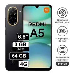 XIAOMI - CELULAR REDMI A5 3GB RAM 64GB NEGRO