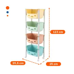 GENERICO - Pack2 Juguetero Infantil con Caritas de 4 Niveles Multicolor