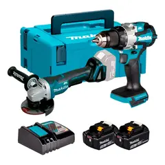 MAKITA - Taladro Atornillador+Esmeril 4.5 + Bat Y Carg+Makpack