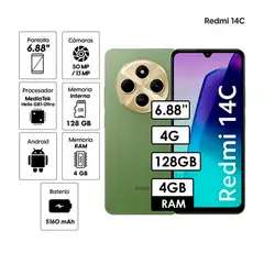 XIAOMI - Celular Redmi 14C 4GB RAM 128GB Verde