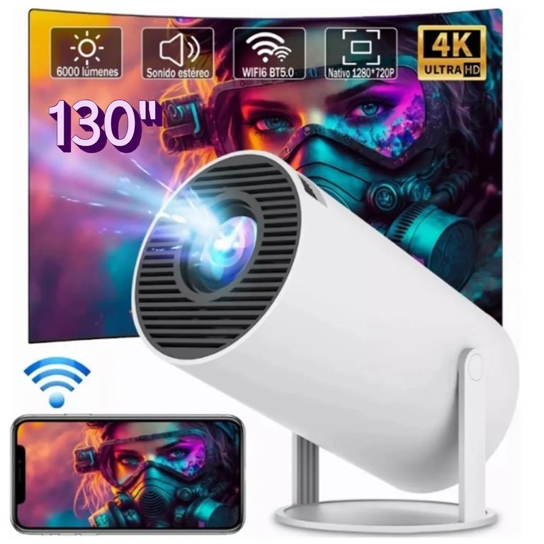 Proyector Smart TV HY300 Android 11 WiFi 6/5G Bluetooth HD 720p 130" HY-300