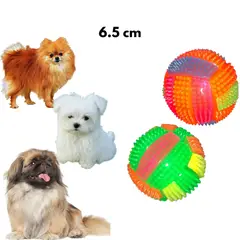 GENERICO - PACK X5 PELOTA ANTIESTRÉS PARA MASCOTAS 6.5 CM CON LUCES LED