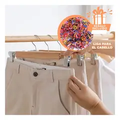 GENERICO - Pack5 Conjunto con 3 Ganchos de Madera Y+Ligas de Regalo