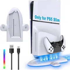 OEM - Soporte RGB para PS5 Slim con Ventilador y Carga de Mandos